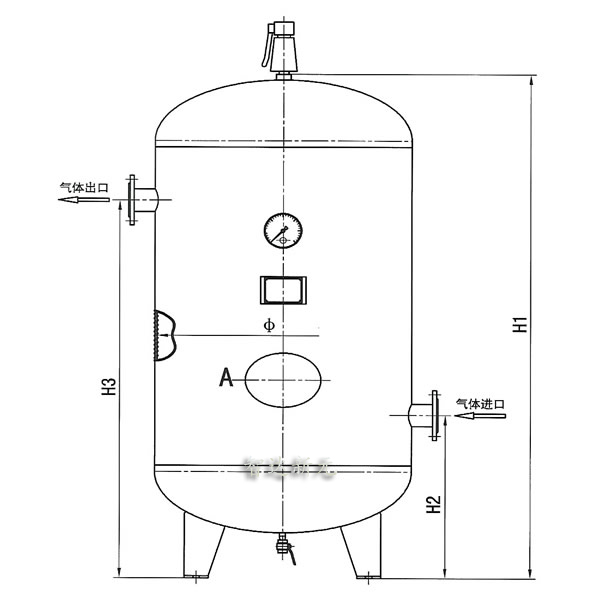 不锈钢气罐安装图详细标注-罐体接口